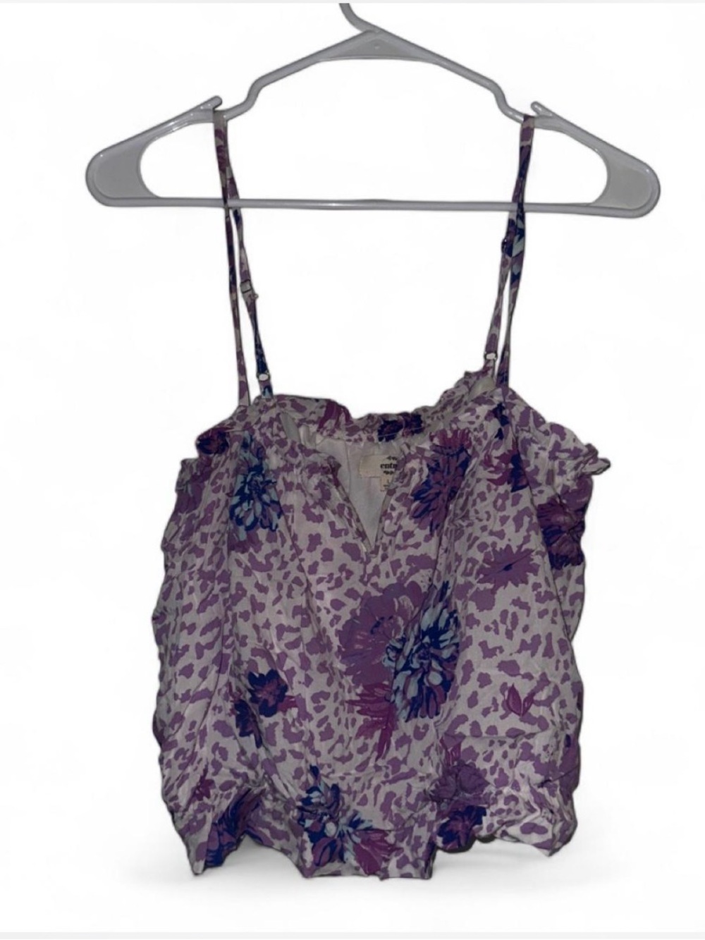 entro Lavender Floral Smocked-Top Spaghetti Strap Tank
